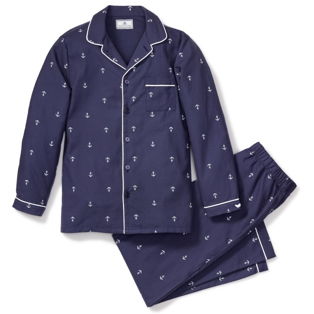 Petite Plume Kid's Twill Pajama Set in Portsmouth Anchors